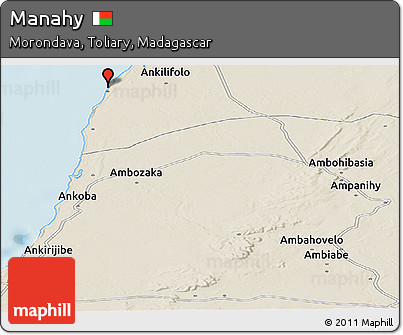 Shaded Relief Panoramic Map of Manahy