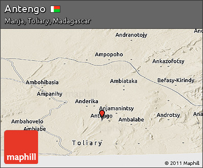 Shaded Relief Panoramic Map of Antengo