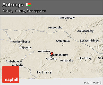 Shaded Relief Panoramic Map of Antongo