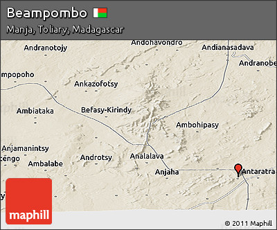 Shaded Relief Panoramic Map of Beampombo
