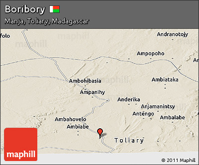 Shaded Relief Panoramic Map of Boribory