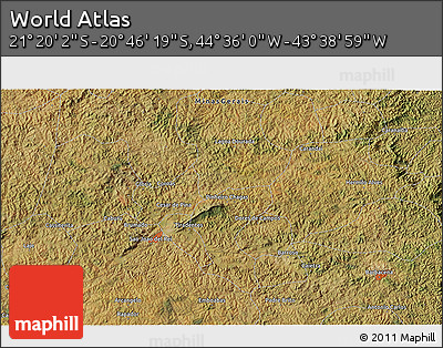 Satellite 3D Map of the Area around 21° 3' 11" S, 44° 7' 30" W