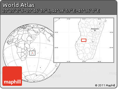 Blank Location Map of the Area around 21° 3' 11" S, 45° 7' 30" E