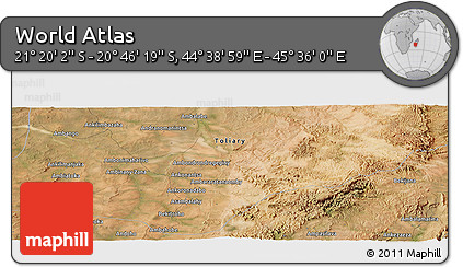 Satellite Panoramic Map of the Area around 21° 3' 11" S, 45° 7' 30" E