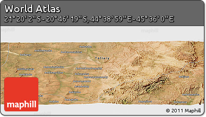 Satellite Panoramic Map of the Area around 21° 3' 11" S, 45° 7' 30" E