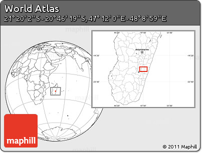 Blank Location Map of the Area around 21° 3' 11" S, 47° 40' 29" E