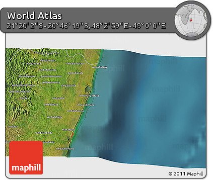 Satellite 3D Map of the Area around 21° 3' 11" S, 48° 31' 29" E