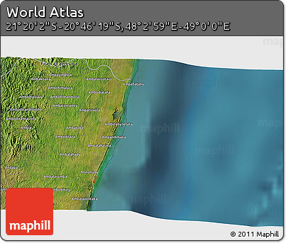 Satellite 3D Map of the Area around 21° 3' 11" S, 48° 31' 29" E