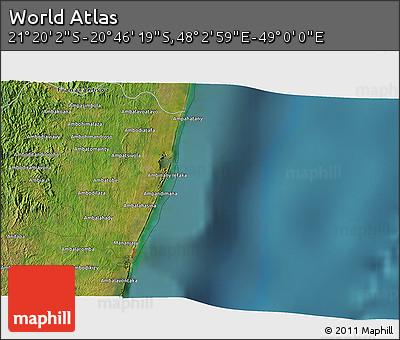 Satellite 3D Map of the Area around 21° 3' 11" S, 48° 31' 29" E