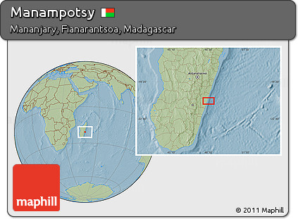 Savanna Style Location Map of Manampotsy, hill shading