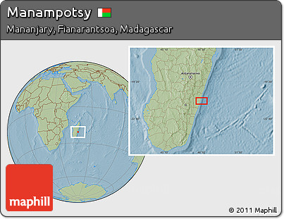 Savanna Style Location Map of Manampotsy, hill shading