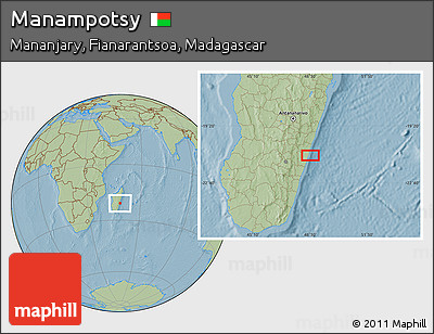 Savanna Style Location Map of Manampotsy, hill shading