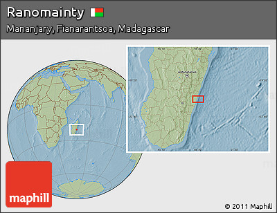 Savanna Style Location Map of Ranomainty, hill shading