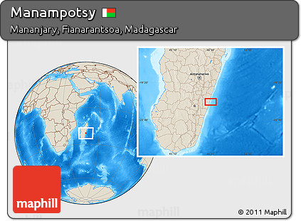 Shaded Relief Location Map of Manampotsy