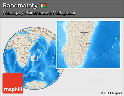 Shaded Relief Location Map of Ranomainty