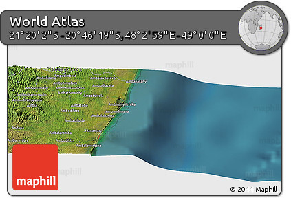 Satellite Panoramic Map of the Area around 21° 3' 11" S, 48° 31' 29" E