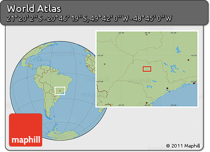 Savanna Style Location Map of the Area around 21° 3' 11" S, 49° 13' 30" W