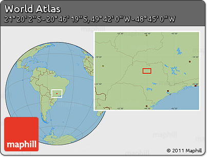 Savanna Style Location Map of the Area around 21° 3' 11" S, 49° 13' 30" W