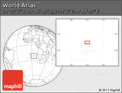Blank Location Map of the Area around 21° 3' 11" S, 4° 19' 30" E