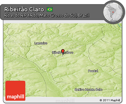 Physical Panoramic Map of Ribeirão Claro