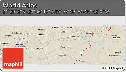 Shaded Relief Panoramic Map of the Area around 21° 3' 11" S, 55° 10' 29" W