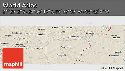 Shaded Relief Panoramic Map of the Area around 21° 3' 11" S, 55° 10' 29" W