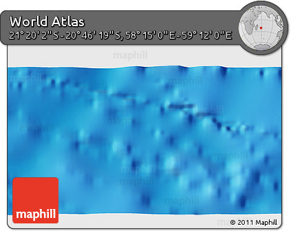 Physical 3D Map of the Area around 21° 3' 11" S, 58° 43' 30" E