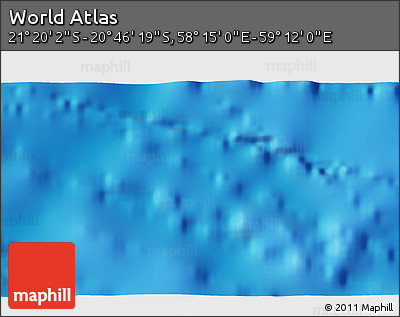 Physical 3D Map of the Area around 21° 3' 11" S, 58° 43' 30" E