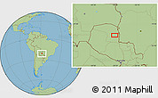 Savanna Style Location Map of the area around 21° 3' 11" S, 58° 34' 30" W