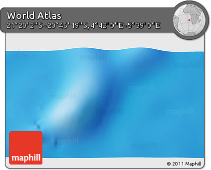 Physical 3D Map of the Area around 21° 3' 11" S, 5° 10' 30" E