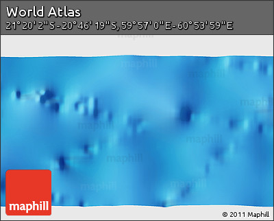 Physical 3D Map of the Area around 21° 3' 11" S, 60° 25' 29" E