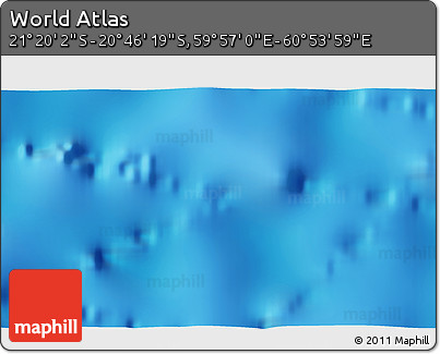Physical 3D Map of the Area around 21° 3' 11" S, 60° 25' 29" E