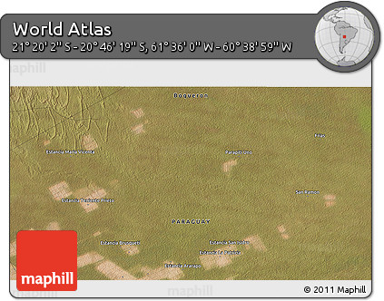 Satellite 3D Map of the Area around 21° 3' 11" S, 61° 7' 30" W