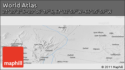 Physical Panoramic Map of the Area around 21° 3' 11" S, 67° 4' 29" W