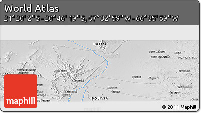 Physical Panoramic Map of the Area around 21° 3' 11" S, 67° 4' 29" W
