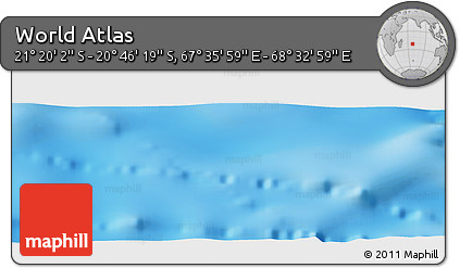 Physical Panoramic Map of the Area around 21° 3' 11" S, 68° 4' 29" E