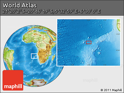 Physical Location Map of the Area around 21° 3' 11" S, 6° 1' 30" E