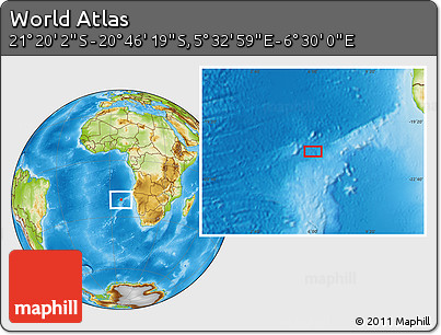 Physical Location Map of the Area around 21° 3' 11" S, 6° 1' 30" E