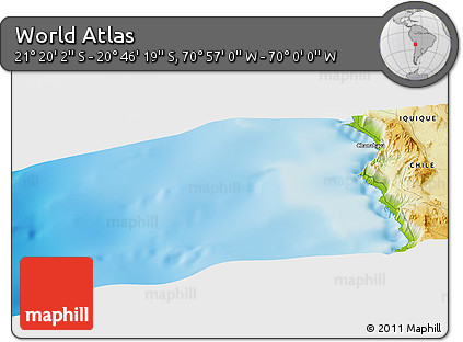 Physical Panoramic Map of the Area around 21° 3' 11" S, 70° 28' 29" W