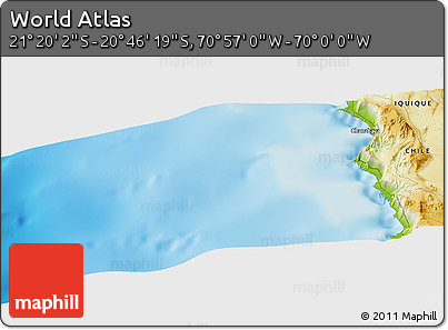 Physical Panoramic Map of the Area around 21° 3' 11" S, 70° 28' 29" W