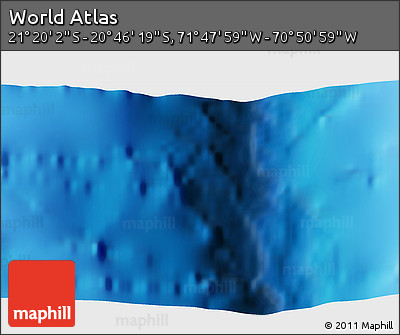Physical 3D Map of the Area around 21° 3' 11" S, 71° 19' 29" W
