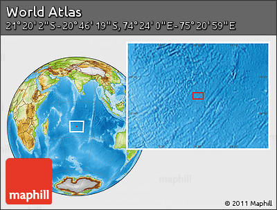 Physical Location Map of the Area around 21° 3' 11" S, 74° 52' 30" E