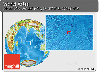 Physical Location Map of the Area around 21° 3' 11" S, 77° 25' 30" E