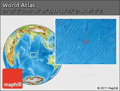 Physical Location Map of the Area around 21° 3' 11" S, 78° 16' 30" E