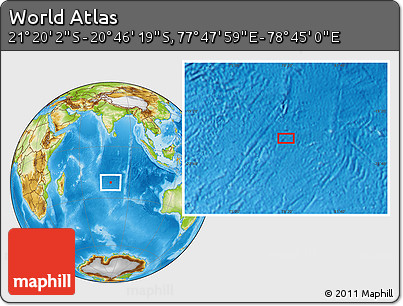 Physical Location Map of the Area around 21° 3' 11" S, 78° 16' 30" E