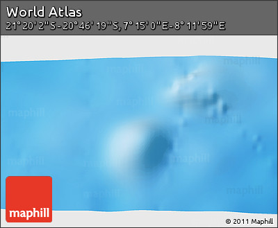 Physical 3D Map of the Area around 21° 3' 11" S, 7° 43' 29" E