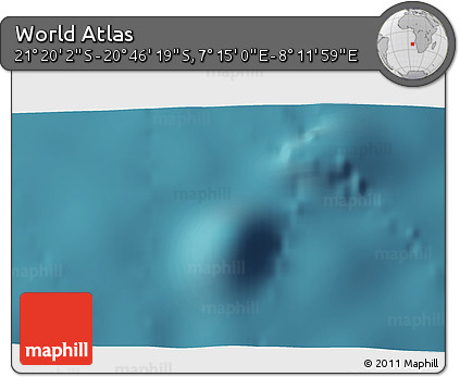 Satellite 3D Map of the Area around 21° 3' 11" S, 7° 43' 29" E