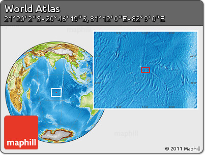 Physical Location Map of the Area around 21° 3' 11" S, 81° 40' 30" E