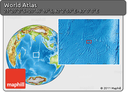 Physical Location Map of the Area around 21° 3' 11" S, 82° 31' 30" E