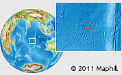 Physical Location Map of the area around 21° 3' 11" S, 83° 22' 30" E